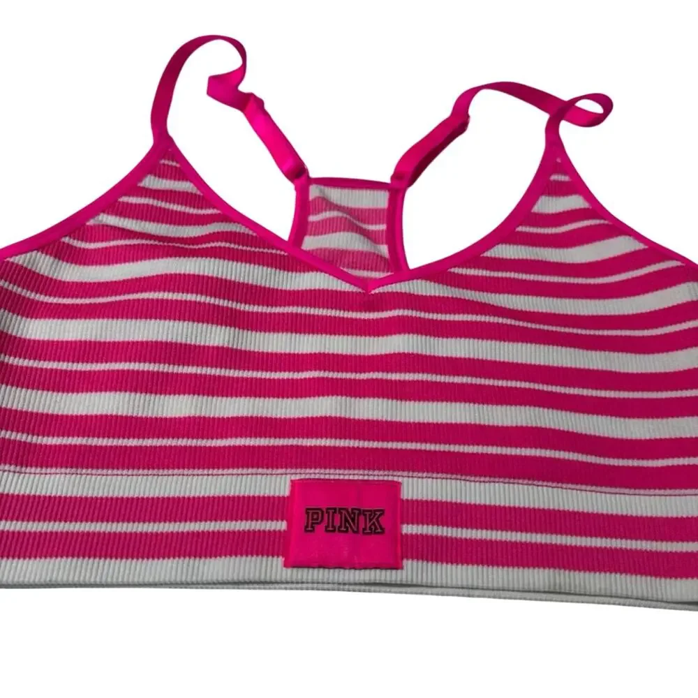 NWT Victorias Secret PINK Seamless Reversible Low Impact Sports Bra Size M